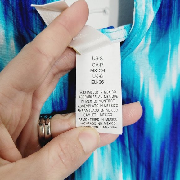 La Blanca Cover Up Womens Blue Chevron Stripe Swimsuit Tunic Shoulder Stretch S - Picture 5 of 9